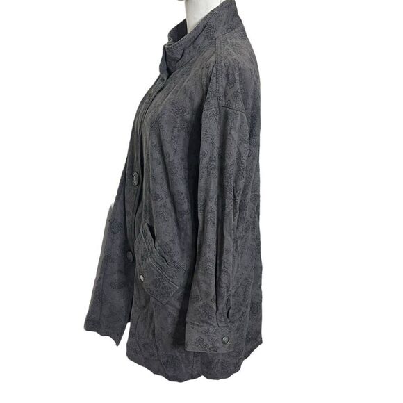 Free People Jacquard Utility Jacket Women’s Size XS Gray Printed Boho Oversized - Picture 4 of 12